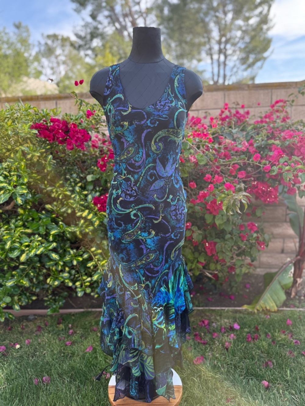 Deadstock Chicos Paisley Print Asymmetrical 100% Silk Dress - Picture 2 of 8